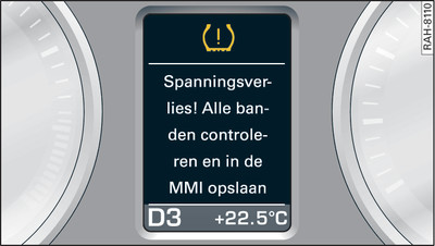 Instrumentenpaneel: Controlelampje met aanwijzing voor de bestuurder (voorbeeld)